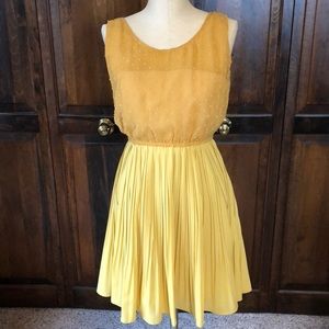 Mustard Swiss dot swing dress